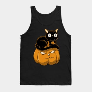 Black cat on halloween pumpkin Tank Top